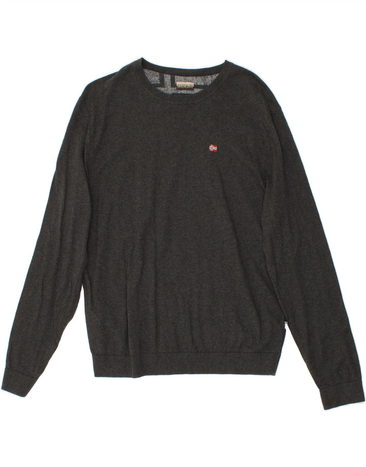 NAPAPIJRI Womens Boat Neck Jumper Sweater UK 12 Medium Grey Vintage Napapijri and Second-Hand Napapijri from Messina Hembry 