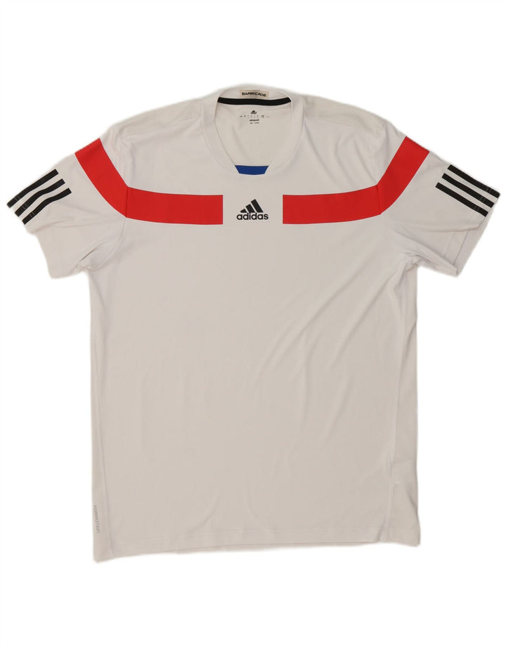 Tricou cu grafic Climacool Adidas pentru bărbați Top mare, alb, poliester color bloc