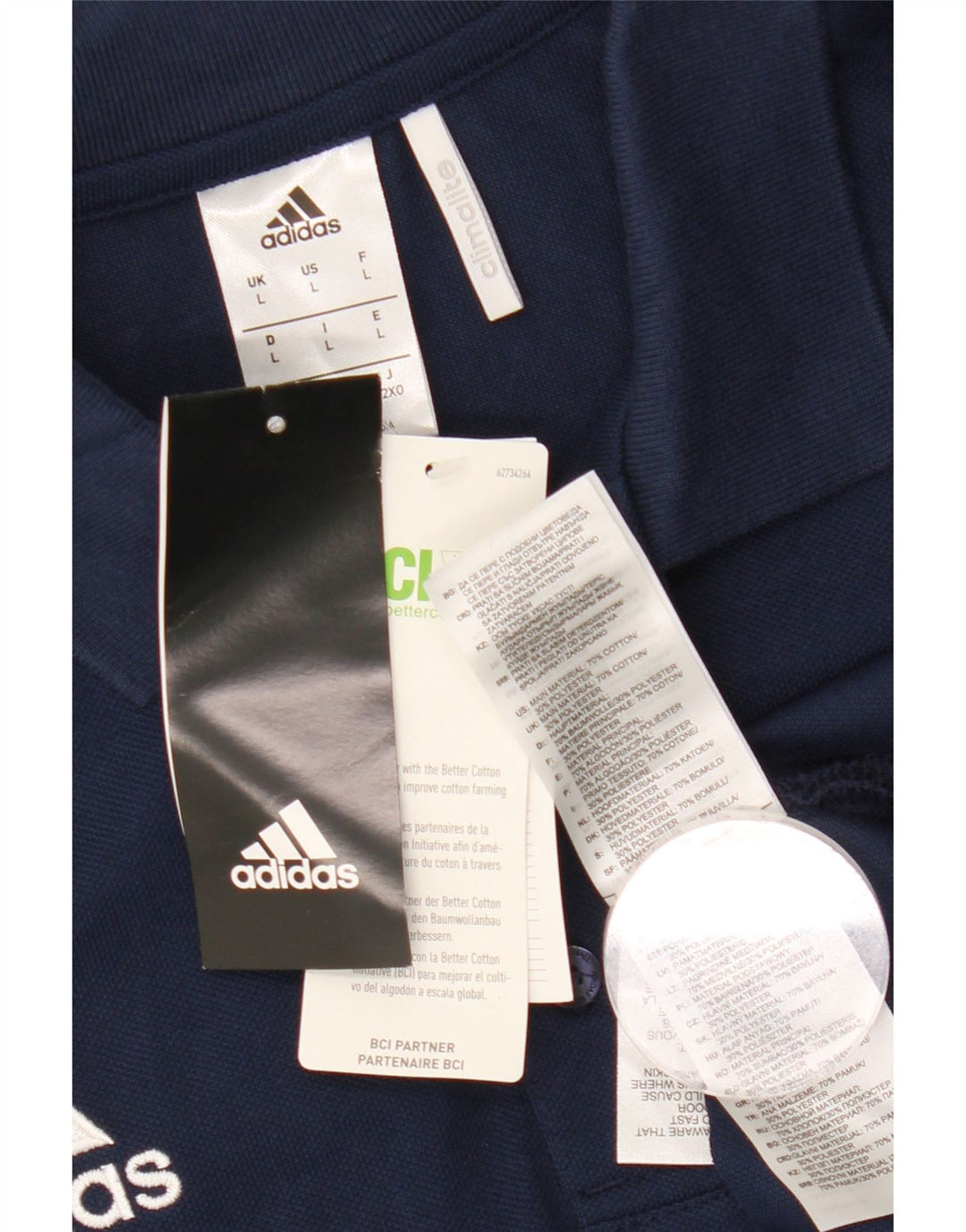 Tricou polo ADIDAS Climalite pentru bărbați din bumbac mare, albastru bleumarin