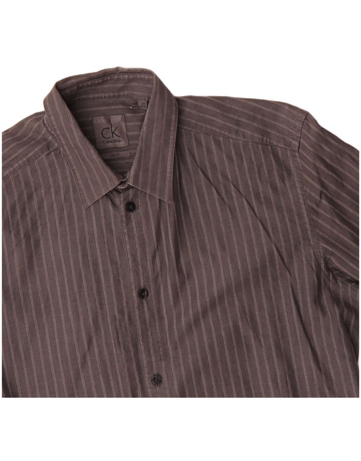 Cămașă pentru bărbați CALVIN KLEIN Slim Fit Mărimea 39 15 1/2 Bumbac cu dungi gri mediu