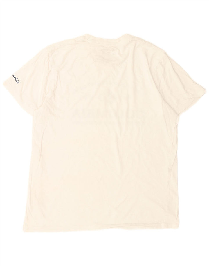 Tricou grafic Columbia pentru bărbați Top mediu din bumbac alb