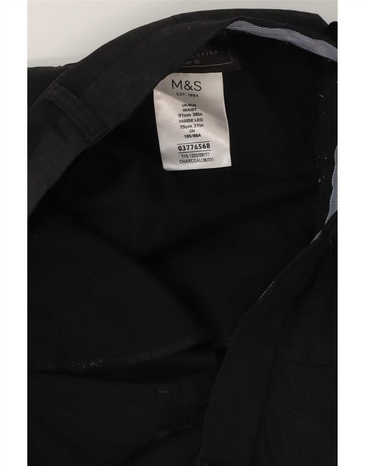 Pantaloni de costum pentru bărbați Marks & Spencer, cu tăiere obișnuită, L36 L31, lână gri