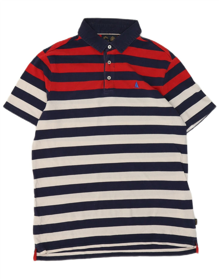 Tricou polo MUSTO pentru bărbați, bumbac cu dungi, albastru bleumarin mediu