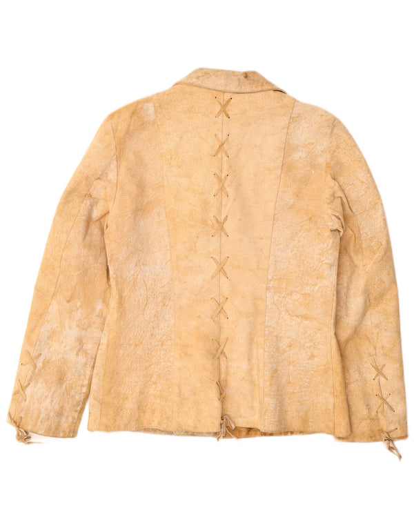 Jacheta de piele intoarsa pentru femei VINTAGE UK 12 Medium Beige Piele