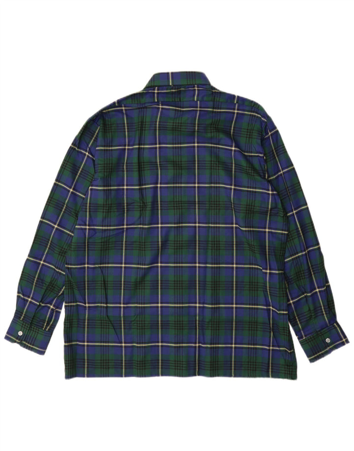 Cămașă Vintage pentru bărbați din flanel Mărimea 43 XL Poliester cu carouri albastre