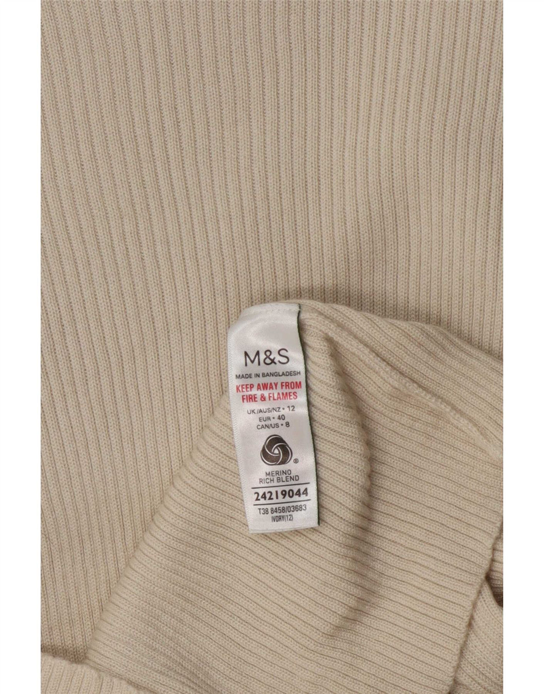 Pulover cu gât țestoasă pentru femei Marks & Spencer UK 12 Lână medie bej