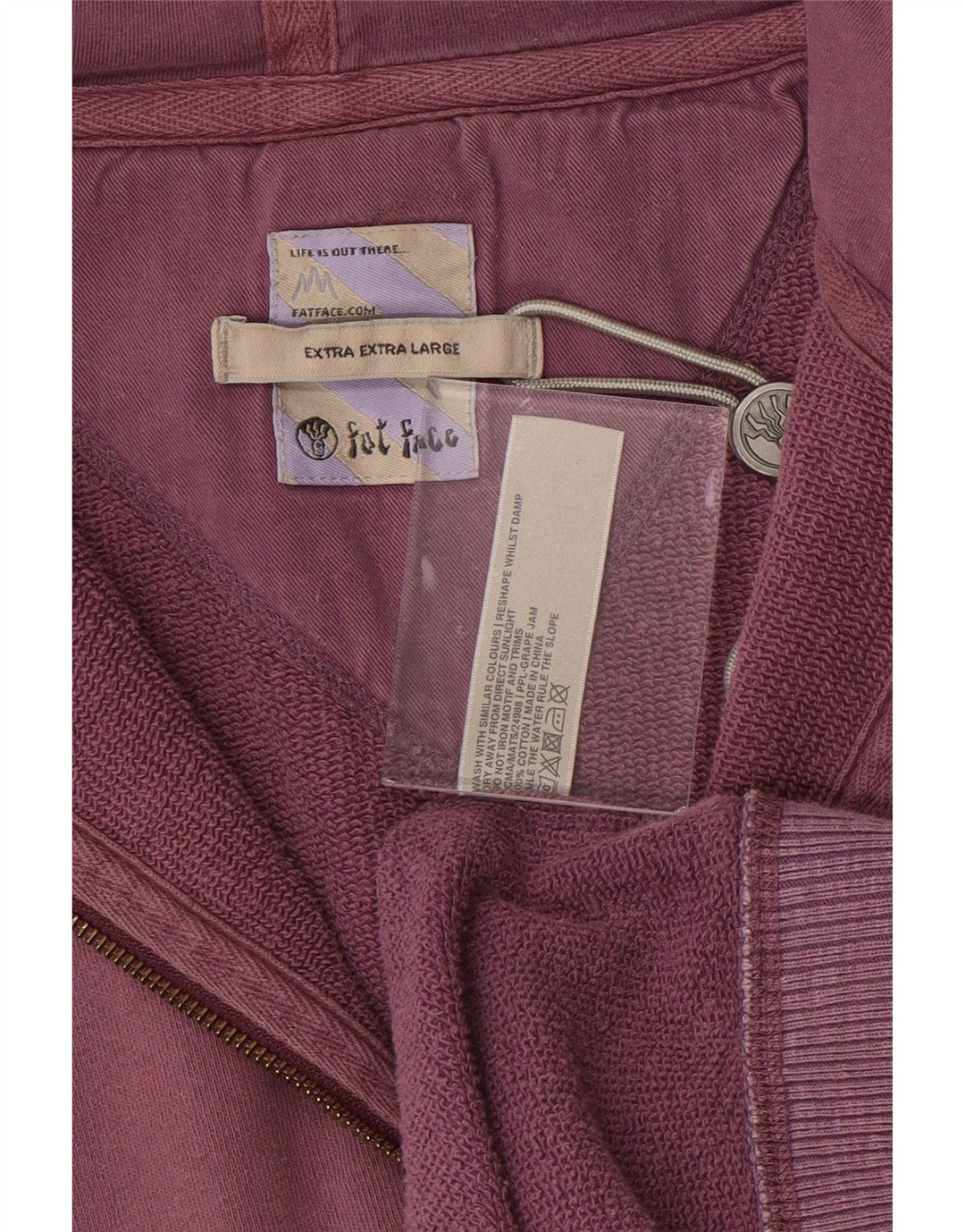 FAT FACE Pulover cu glugă cu fermoar pentru bărbați 2XL bumbac violet