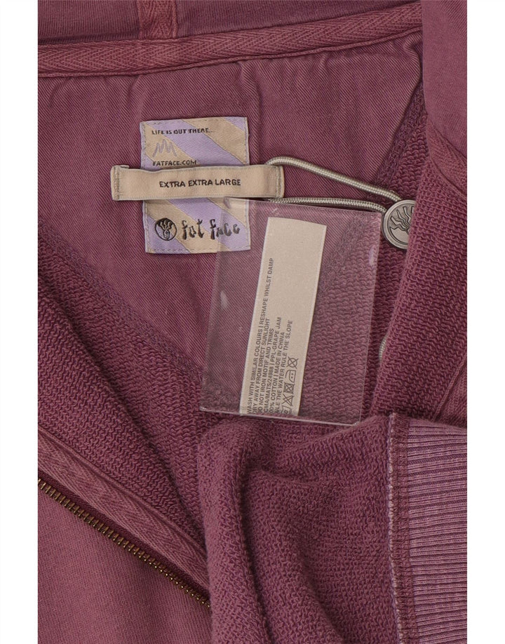 FAT FACE Pulover cu glugă cu fermoar pentru bărbați 2XL bumbac violet