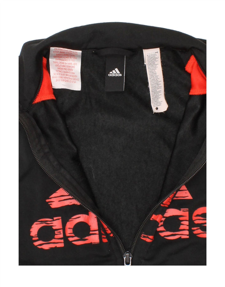 ADIDAS Boys Graphic Tracksuit Top Jacket 4-5 Years Black Polyester Vintage Adidas and Second-Hand Adidas from Messina Hembry 