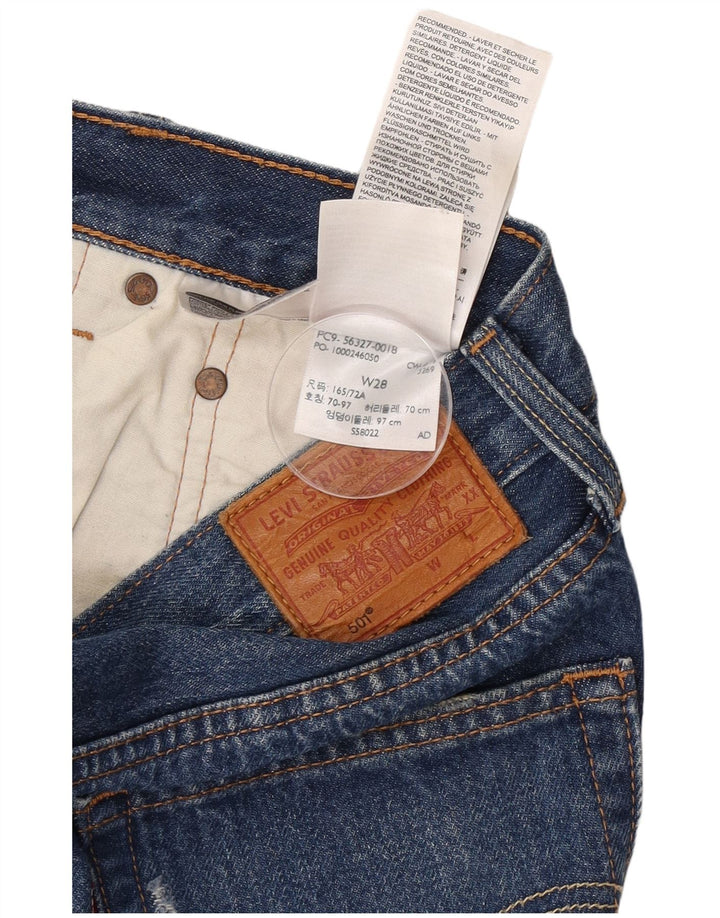 Pantaloni scurți Levi's 501 din denim distressed W28, bumbac albastru mediu