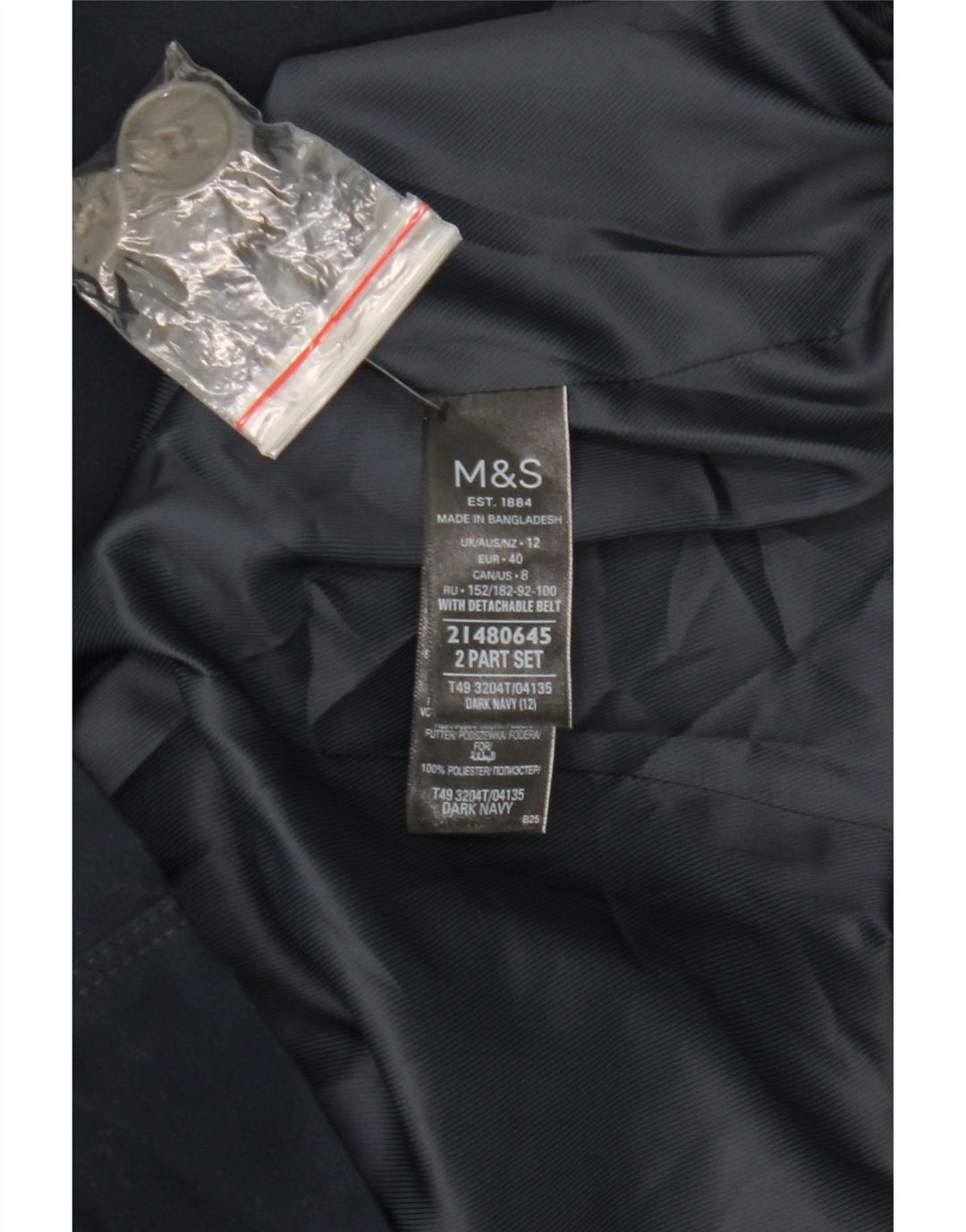 Trench pentru femei Marks & Spencer UK 12 Medium Bluemarin Bumbac