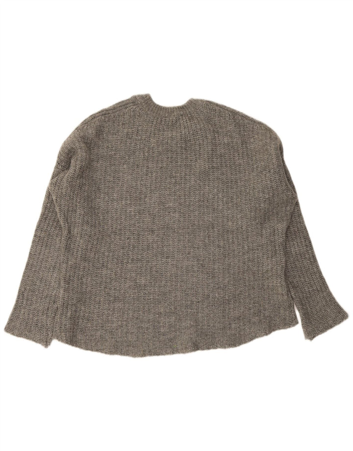 Pulover supradimensionat pentru femei Zara, cu gât crew, UK 14, gri mediu