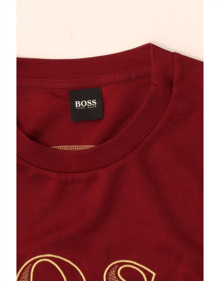 Hanorac grafic pentru bărbați Hugo Boss Pulover mediu burgundă