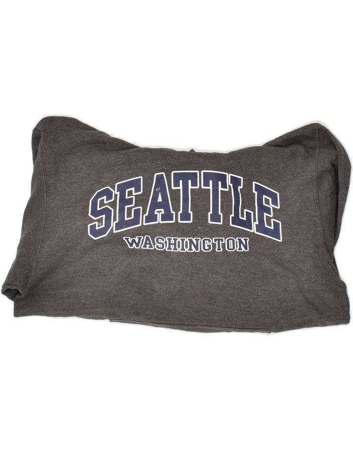 VINTAGE Mens Seattle Graphic Hoodie Jumper Medium Grey Cotton Vintage Vintage and Second-Hand Vintage from Messina Hembry 
