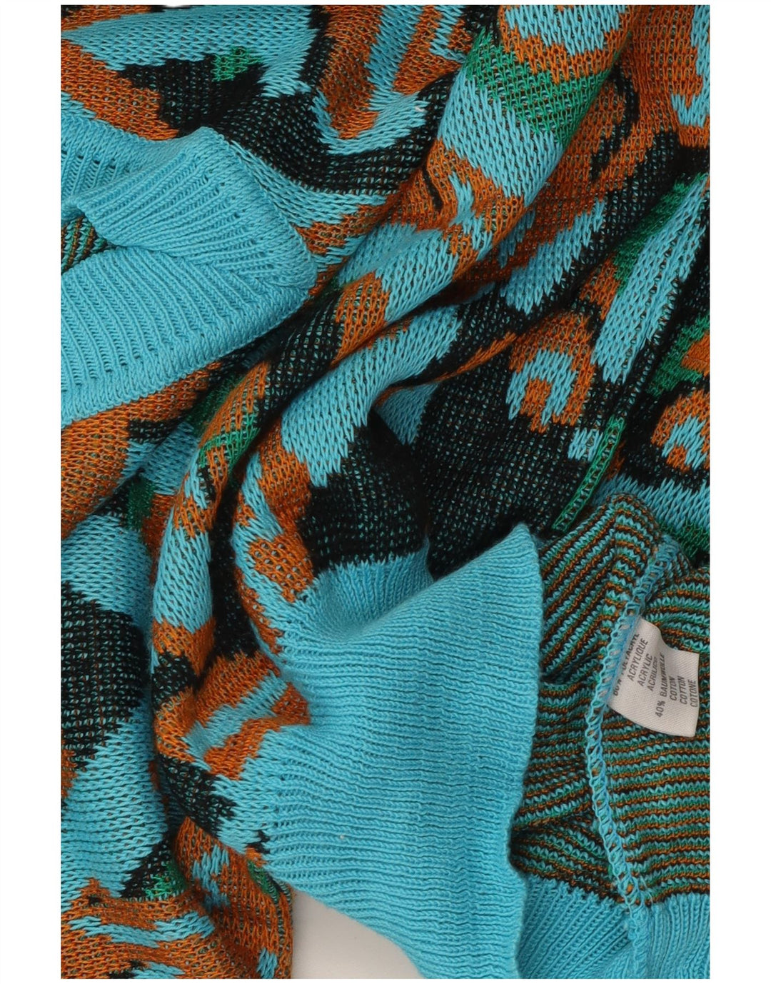 Pulover vintage pentru femei cu decolteu în V UK 16 mare multicolor