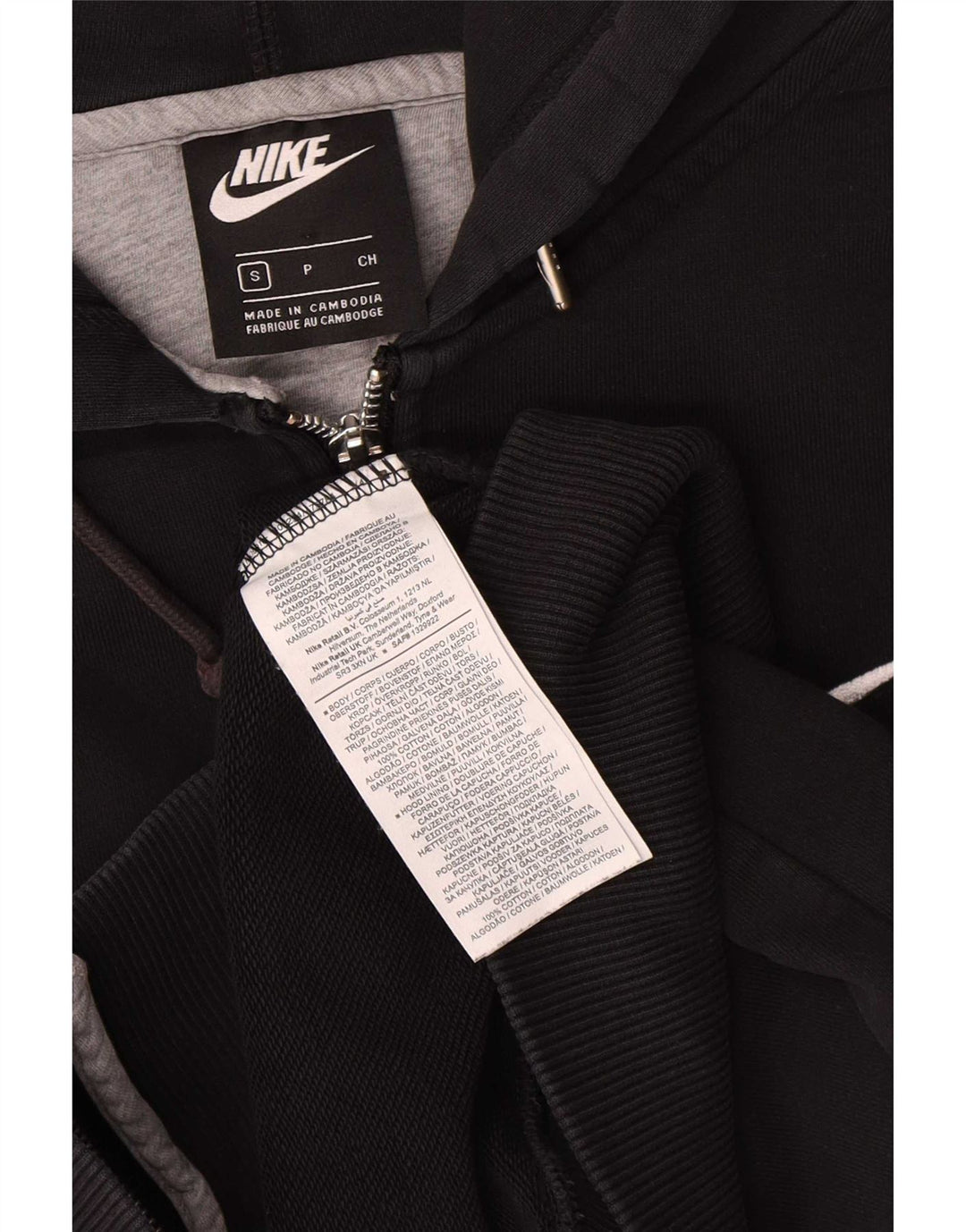 Pulover Nike pentru bărbați, cu fermoar, bumbac, negru