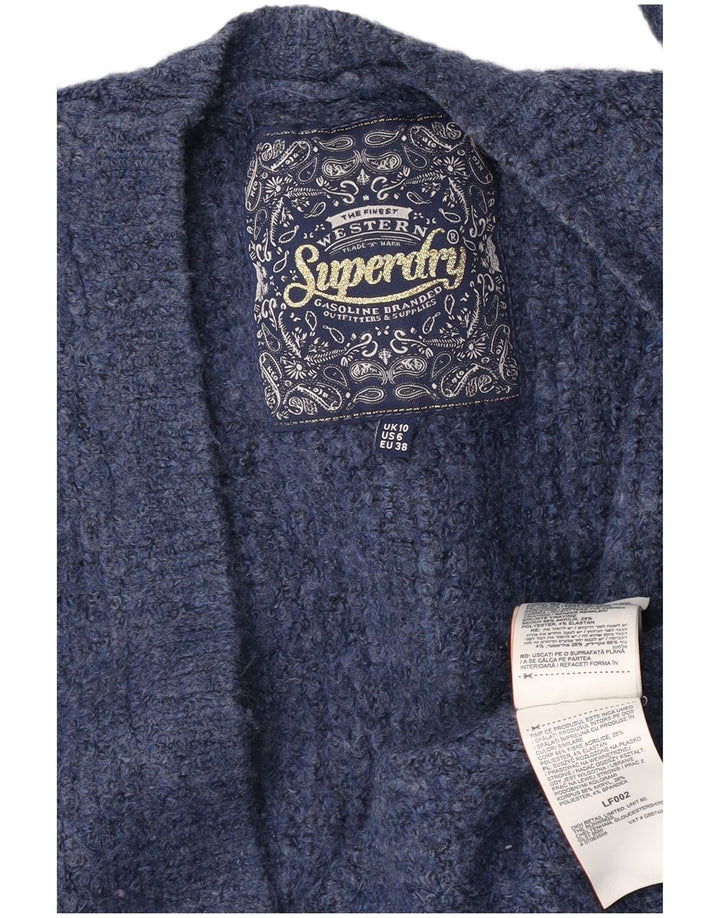 Pulover cardigan supradimensionat Superdry pentru femei UK 10 Small Blue Acrylic