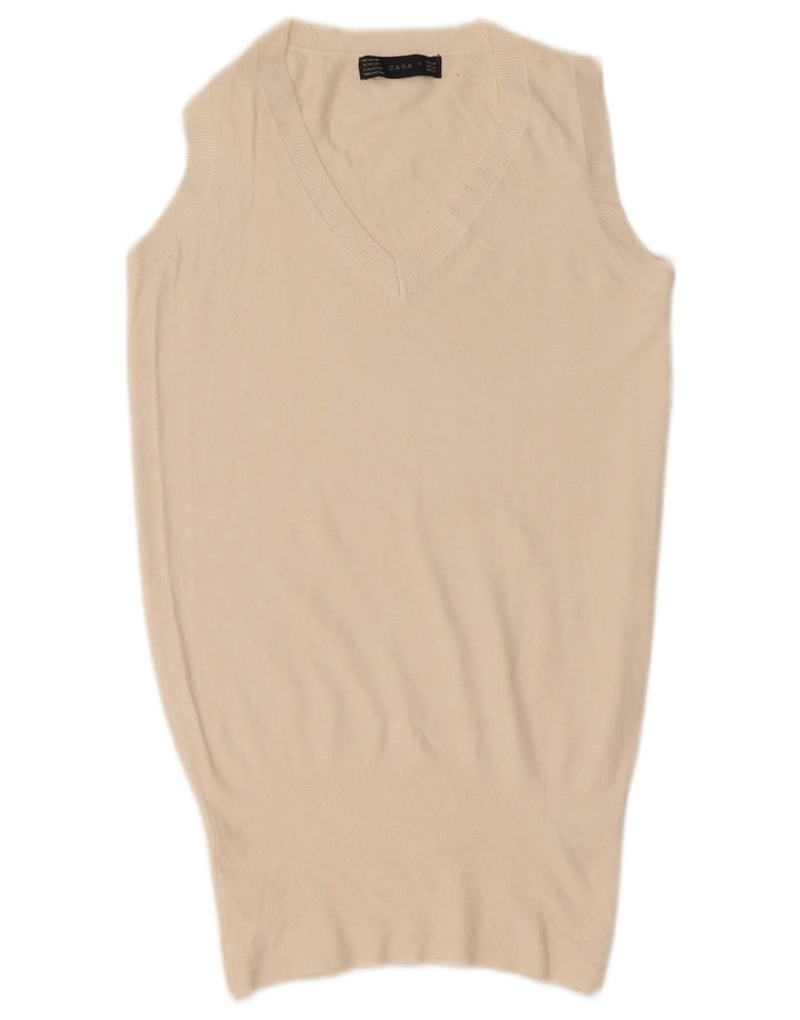 Vest Vest Top Femei Zara UK 12 Medium White Rayon