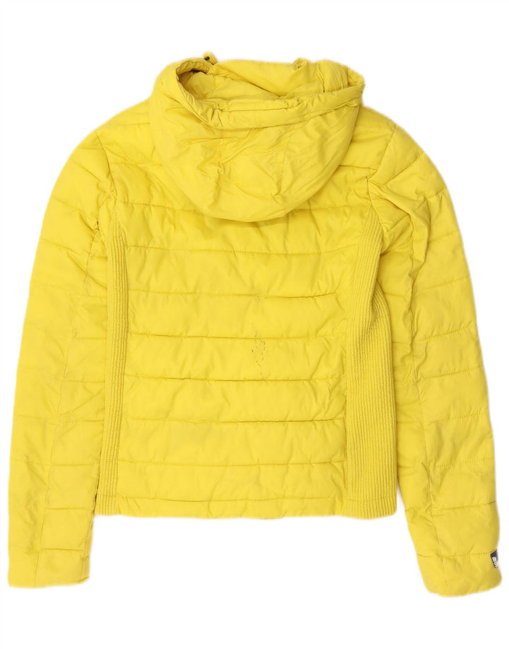 Jachetă căptușită cu glugă Superdry pentru femei UK 10, poliester galben mic