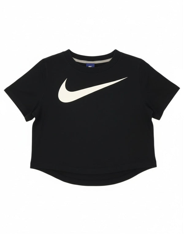 Tricou crop grafic Nike pentru femei Top UK 16, mare, negru, bumbac