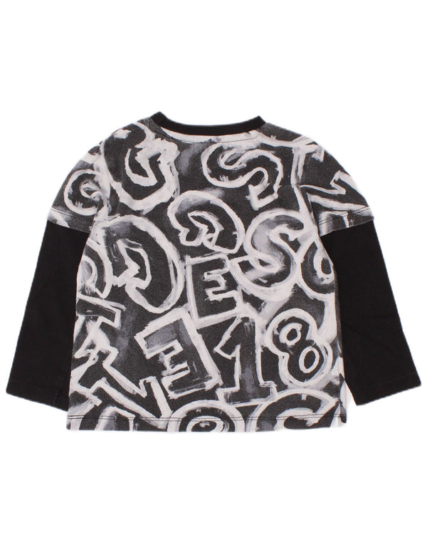 Top grafic Guess Baby Boys cu mânecă lungă 18-24 luni, negru