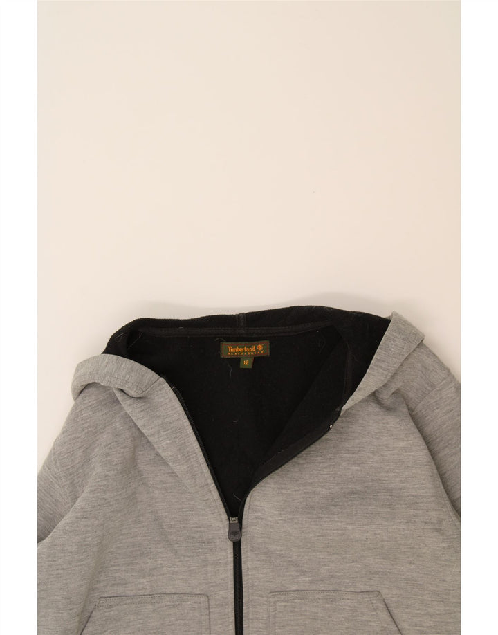 TIMBERLAND Boys Zip Hoodie Sweater 11-12 Years Grey Polyester Vintage Timberland and Second-Hand Timberland from Messina Hembry 