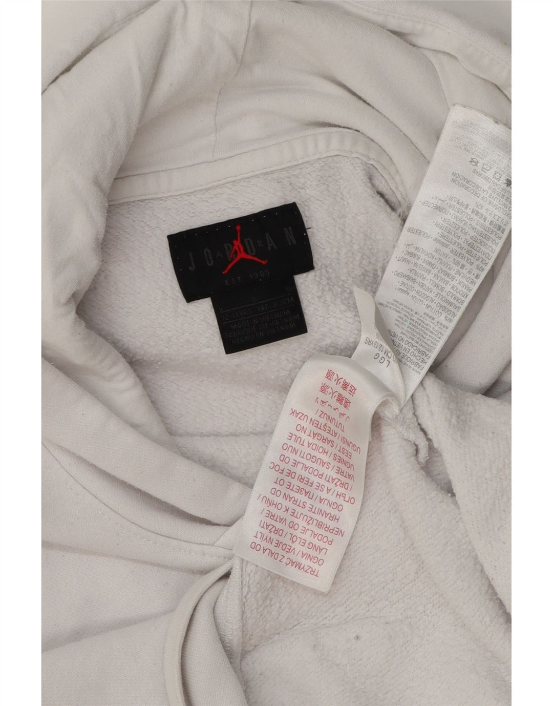 JORDAN Pulover cu glugă pentru băieți 12-13 ani, mare, alb, bumbac