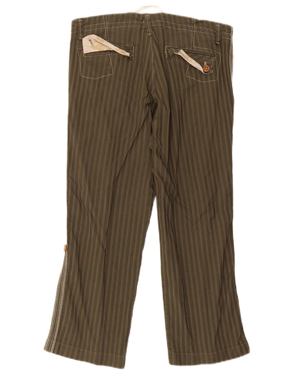 Pantaloni chino drepti pentru femei Hugo Boss L34 L27 Kaki cu dungi