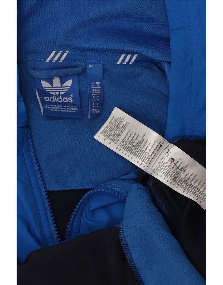 Pulover cu capotă cu fermoar și grafic Adidas pentru bărbați, mediu bleumarin, color block