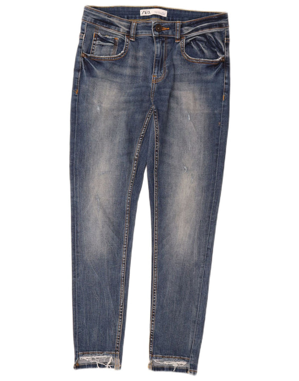 Blugi skinny distressed pentru femei Zara EU 40 Medium L30 L26 Bumbac albastru