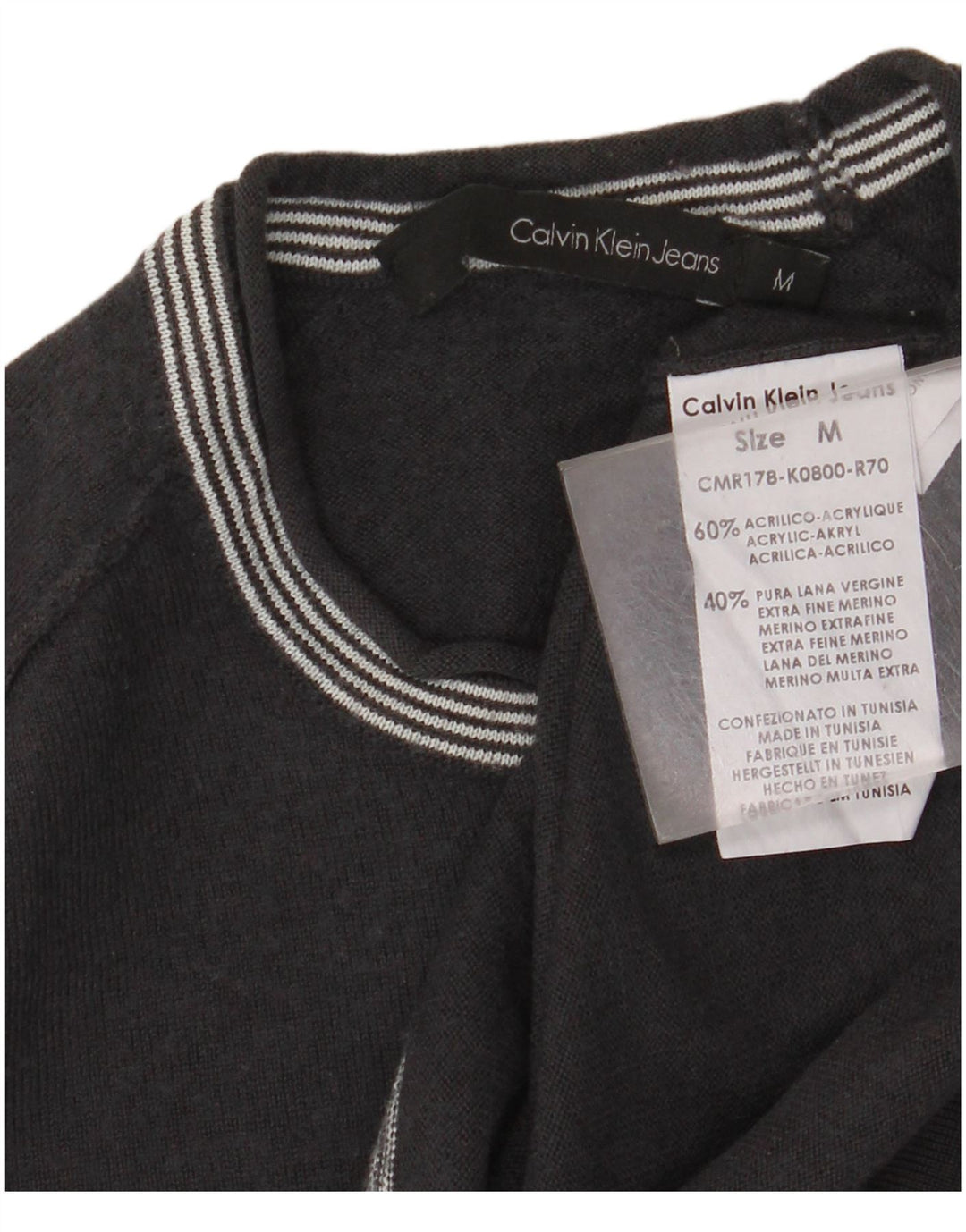 CALVIN KLEIN JEANS Pulover pentru femei cu decolteu rotund UK 10 Mic Gri