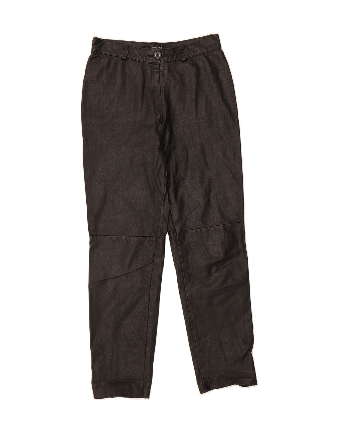 VINTAGE Womens Straight Trousers IT 44 Medium W26 L26 Black Leather Vintage Vintage and Second-Hand Vintage from Messina Hembry 