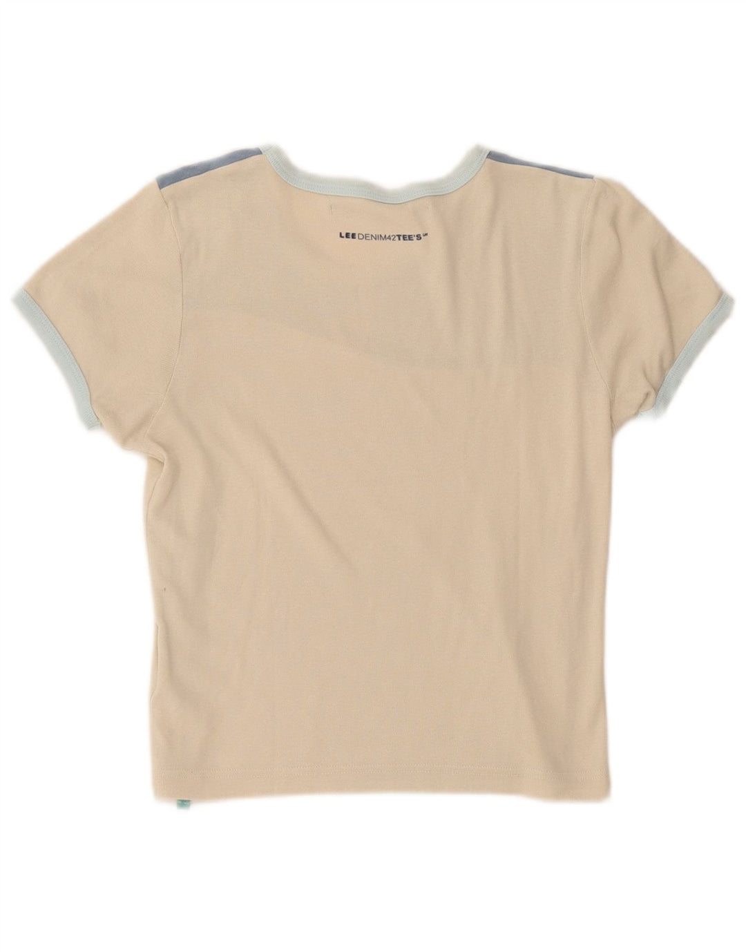 Tricou crop pentru femei Lee UK 16, mare, bej, bloc de culoare