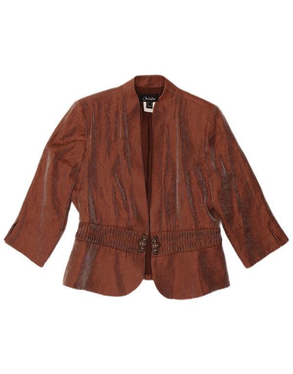 Jachetă vintage pentru femei cu mâneci 3/4, UK 10, raion mic maro