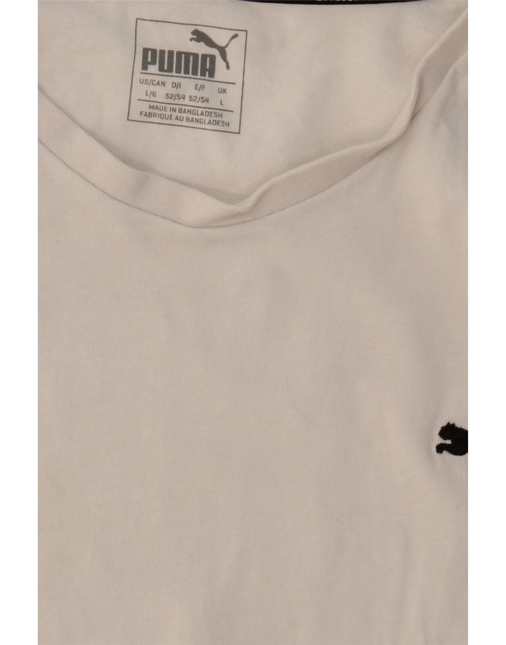 PUMA Mens T-Shirt Top Large White Vintage Puma and Second-Hand Puma from Messina Hembry 