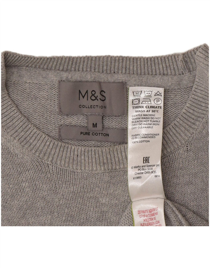 Pulover pentru bărbați Marks & Spencer, cu gât crew, bumbac, gri mediu