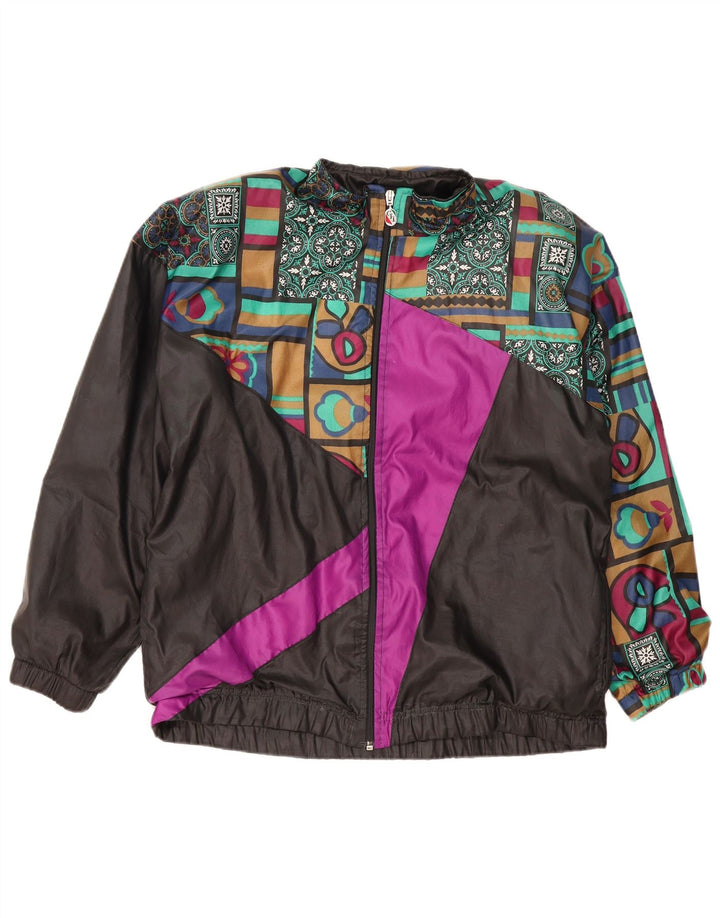 Trening pentru bărbați vintage, jachetă mare, neagră, color block, bumbac