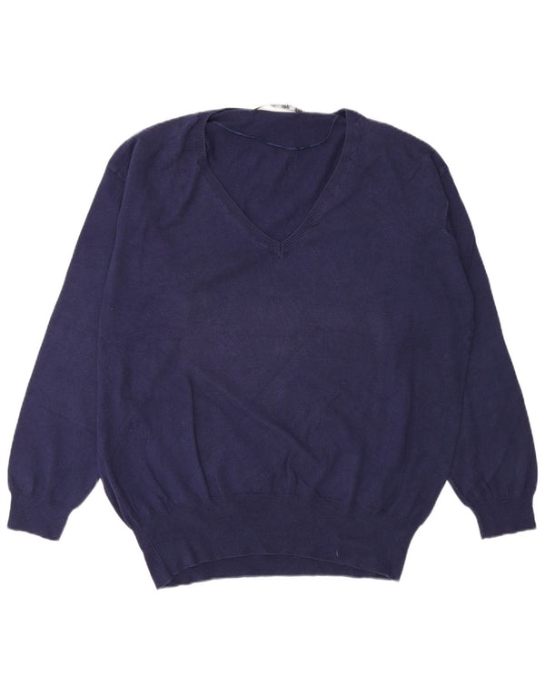 Pulover pentru femeie Zara cu decolteu în V UK 16 mare bumbac bleumarin