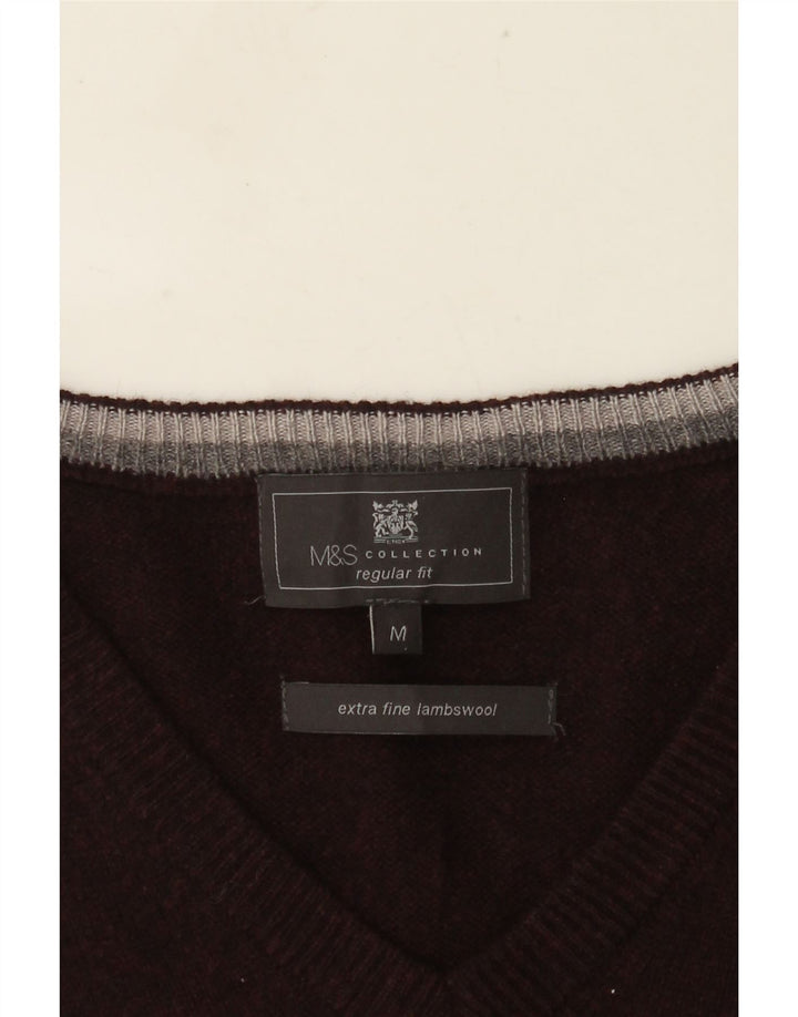 Marks & Spencer Mens Regular Fit Vest Tank Top Medium Burgundy Lambswool