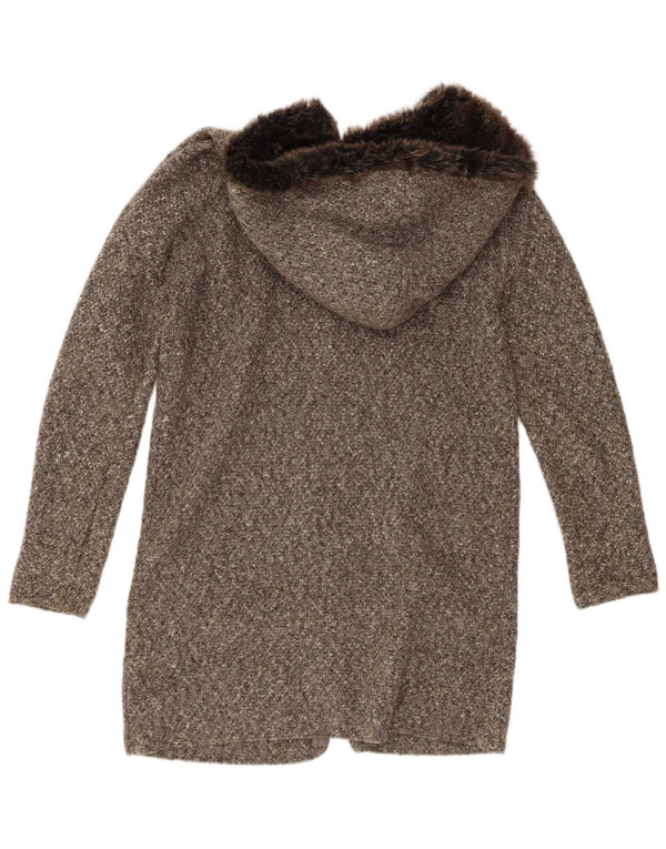 Pardesiu supradimensionat din tricot cu glugă pentru femei Zara UK 10, mic, gri, pete acrilic