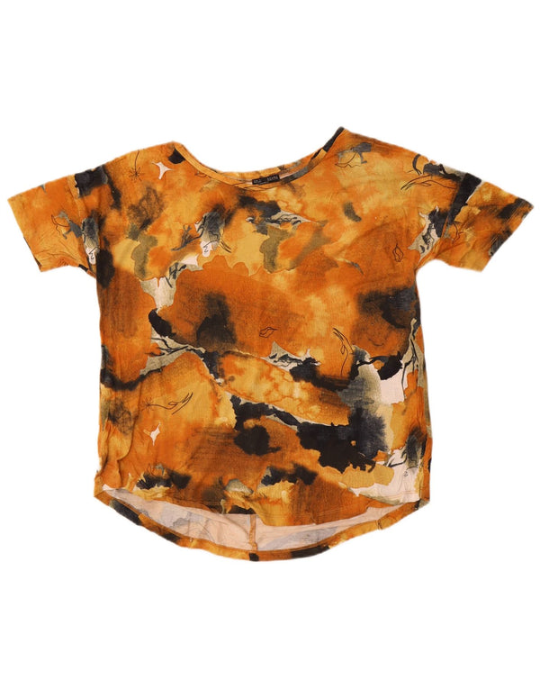 Tricou pentru femei Zara cu model abstract Top UK 14 Medium Orange Floral Viscose