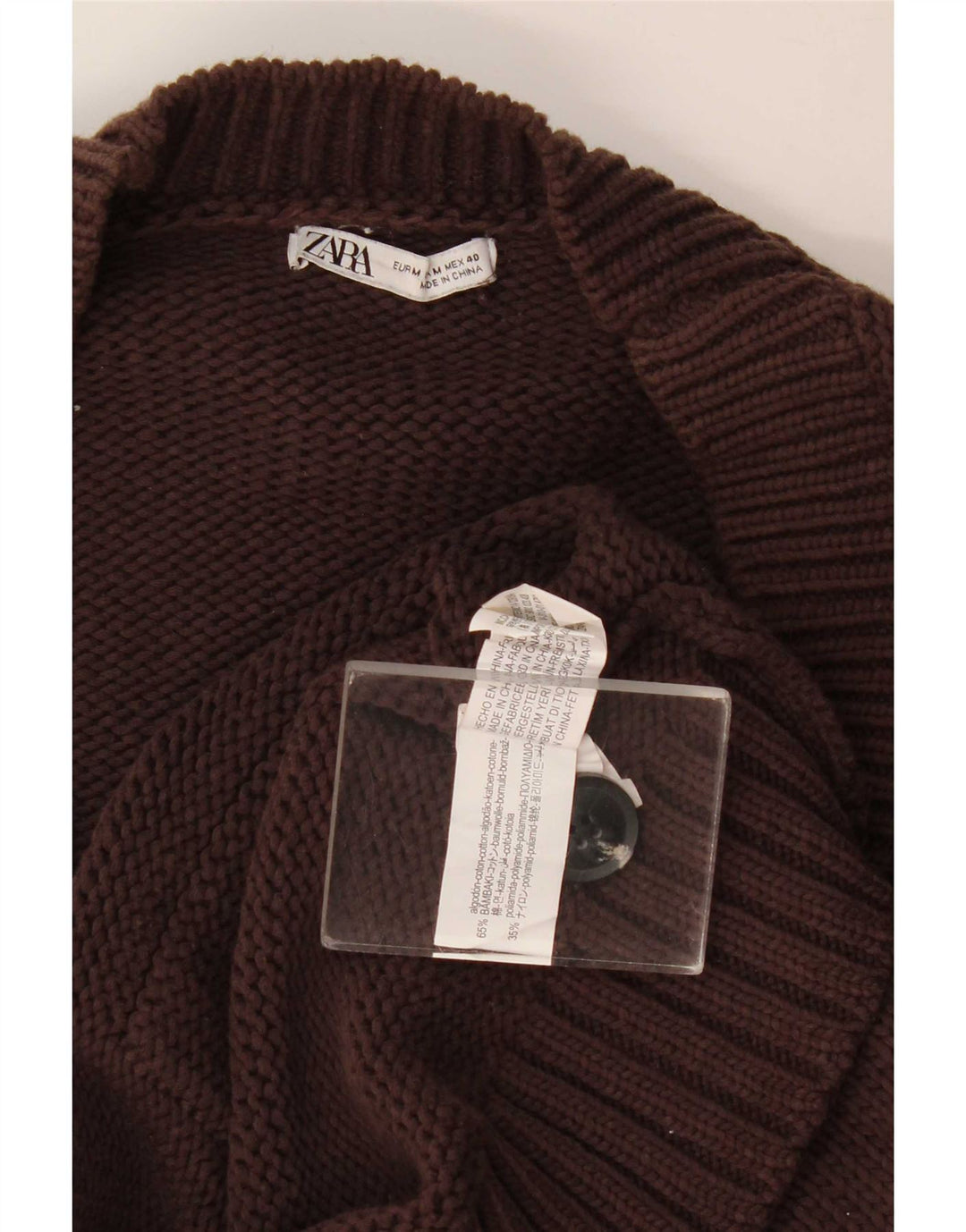 Pulover cardigan pentru bărbați Zara, bumbac maro mediu