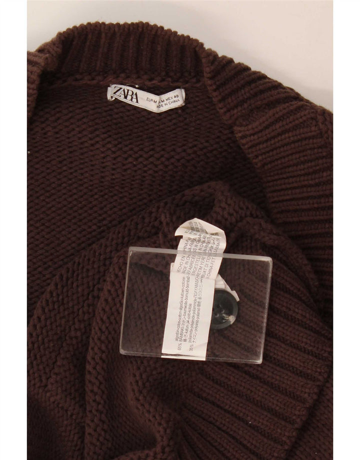 Pulover cardigan pentru bărbați Zara, bumbac maro mediu