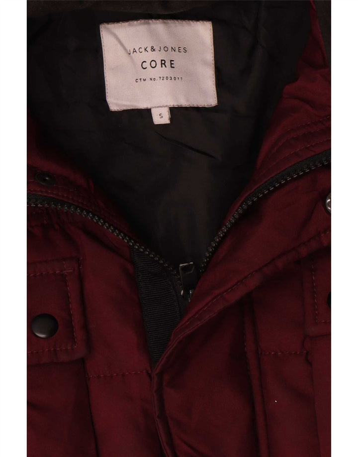 Jack & Jones Jachetă căptușită cu glugă pentru bărbați UK 36 Poliester burgundă mic