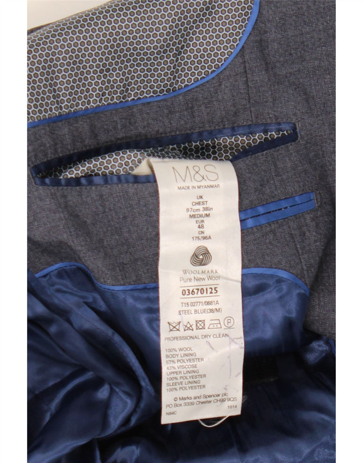 Jachetă pentru bărbați Marks & Spencer cu 1 nasture, UK 38, lână albastră medie