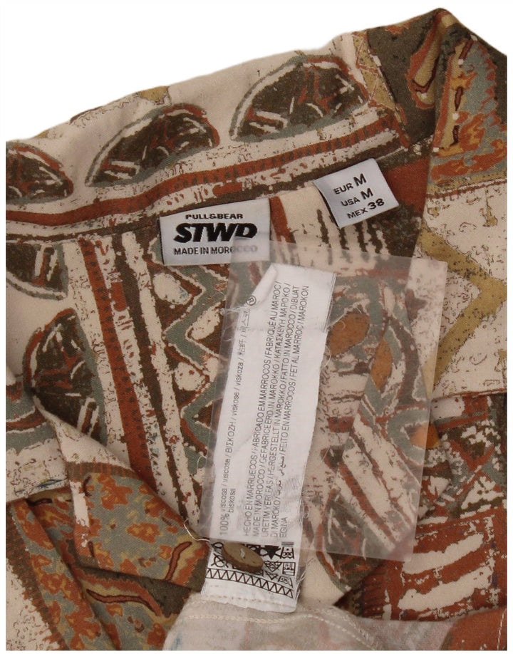 Cămașă cu mânecă scurtă pentru bărbați PULL & BEAR Mărimea 38 Medium Bej Patchwork