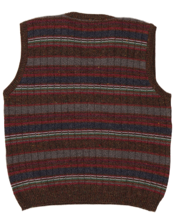 Osvaldo Bruni Mens Vest Tank Top Lână cu dungi multicolore medie
