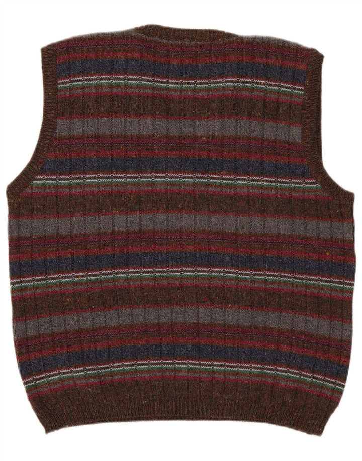 Osvaldo Bruni Mens Vest Tank Top Lână cu dungi multicolore medie