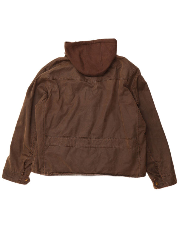 HARD ROCK CAFE Jachetă ceară cu glugă pentru bărbați din Londra UK 44 2XL bumbac maro