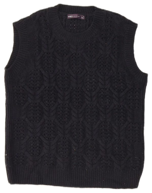 Marks & Spencer Womens Vest Tank Top UK 14 Medium Navy Blue Acrylic